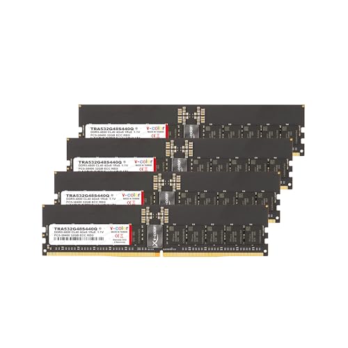 Image of V-Color DDR5 128GB (32GBx4) 4800MHz CL40 4Gx4 1Rx4 JEDEC R-DIMM (JEDEC ECC Registered DIMM) 1.1V Memory Ram for TRX50 Workstation (AMD Expo) (TRA532G48S440Q)