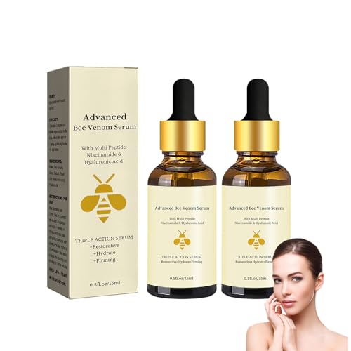Advenced Bee Venom Anti-Wrinkle Essence Anti-aging Serum With Multi Peptide,Hyaluronic Acid,Triple Action Serum Repair,Moisturize and Firm Face Skin (2 Pack)