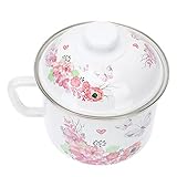  Alipis 1 Pc Bol De Nouilles Instantanées En Émail Bassin Avec Couvercle Émail Aux Fruits Plateau De Fruits Bol En Émail Vintage Porte-aliments à Couvercle Casserole Avec Couvercle