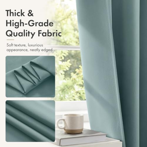 Image of MIULEE 4 Panels Short 45 Inch Blackout Kitchen Window Curtain Dusty Blue