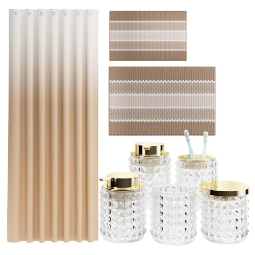 XLHOMO Bathroom Sets with Shower Curtain and Rugs and Accessories,