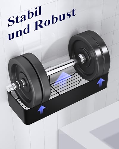 Kitsure Duschablage ohne Bohren - 2 Stück rostfreie Badezimmer Organizer, schnell trocknende Badregal ohne Bohren mit großer Kapazität, langlebige Shampoo Halterung für Duschel, 4027BL