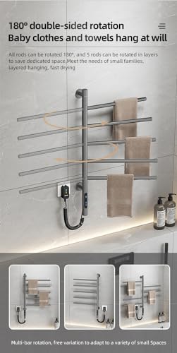 Toallero eléctrico giratorio de 5 brazos con temporizador para baño y spa 5