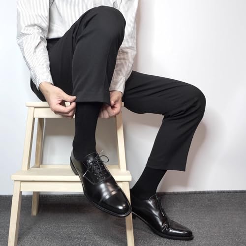 Men's Dress Socks 5 Pairs Mens Cotton Calf Business Formal Socks Soft Breathable Athletic Long Crew Casual Socks3