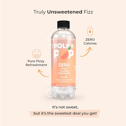 Image of POLKA POP - Flavoured Sparkling (Fizzy) Water | Lemon Lime & Peach | Pack of 24 (300 ml Each) | 100% Natural Flavour | Zero Sugar & Zero Calories | No Aspartame or Stevia