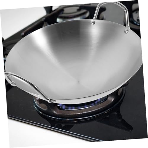 Wok de acero inoxidable plateado con dos asas 32 cm miniatura 4