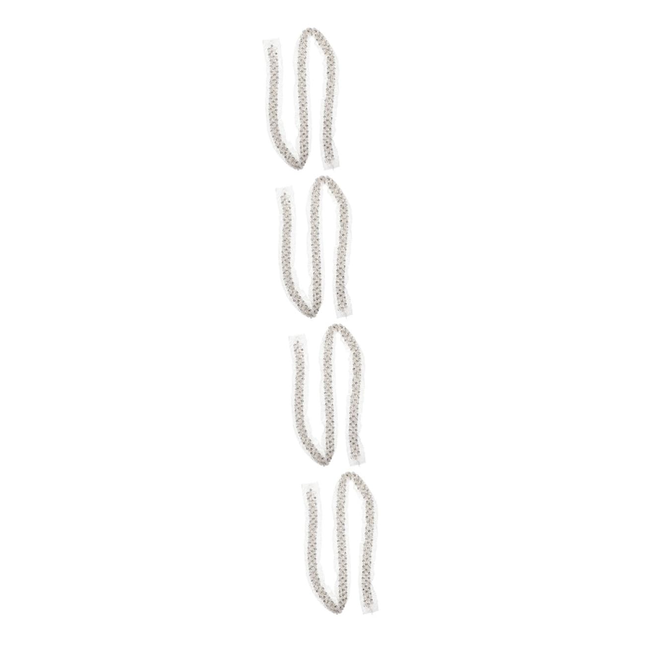 Operitacx 4piezas Cinta De Encaje De Perlas Brillantes Ribete Decorativo Para Ropa y Manualidades Para Bodas y Proyectos De Costura