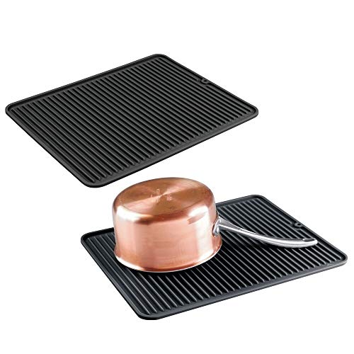 mDesign Silicone Dish Drying Mat and Protector for Kitchen Countertops