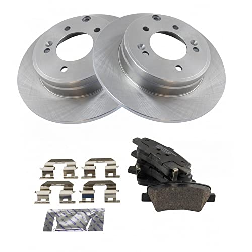 Image of TRQ Rear Brake Pad and Rotor Set Ceramic Solid Rotors