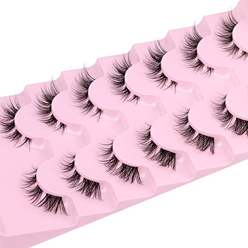 False Eyelashes Natural Look Wispy Clear Band Lashes Fluffy Eyelash Clusters Short 3D Faux Mink Cat Eye Lashes Pestañas Eyelashes 7 Pairs Multipack By Eefofnn #TOP6