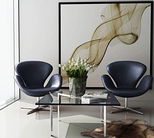 Image of 1 Modern Swivel Lounge Chair with Hydraulic Lift for Home Office Hotel Cafe (1 Chair, Black, Faux Leather)