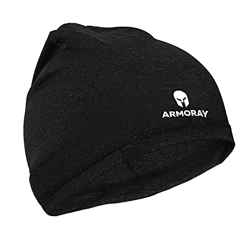 ARMORAY Skull Cap Beanie for Cold Weather | Moisture Wicking Lightweight Beanie for Men | Mens Hiking Beanie, Snowboarding Beanie, Cycling Beanie, Helmet Liner & Running Beanie for Women (Black)