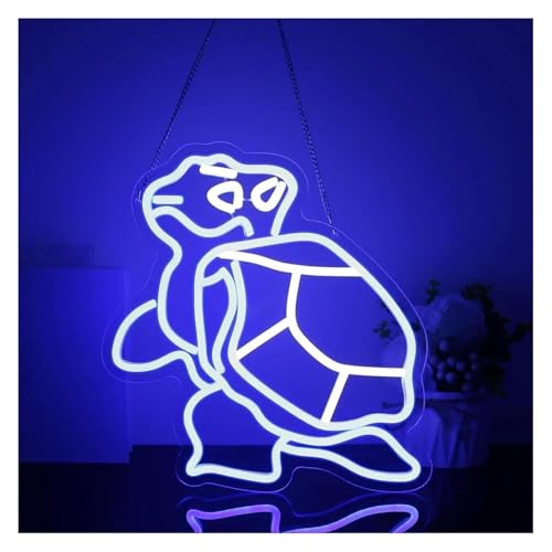 Néon Tortue Hibiscus 33x36,5cm - Lampe suspendue LED à intensité variable
