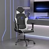Teenpull Gamingstuhl Schwarz Weiß aus Kunstleder mit Massagefunktion, Drehstuhl mit Höhenverstellung, Rückenlehne, Armlehne und Rollen für zocken, Streaming, ergonomie, buerostuhl, schreibtischstuhl