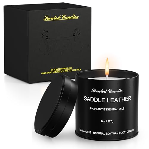 Mens Scented Candles Set Soy Wax Aromatherapy Candles for Men Masculine Scented Candles with Essential Oils Long Lasting Strong Scent Luxury Gift Candles for Men Dad Him (8oz)