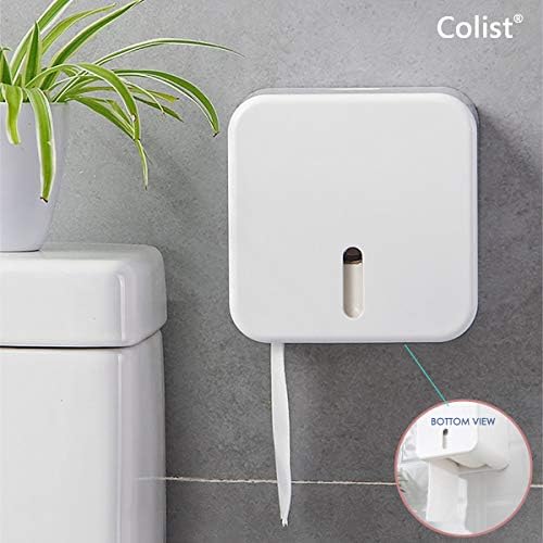 Colist Toilet Roll Holders Wall Mounted self adhesive Toilet Paper Holder No Drilling Waterproof/Dustproof/Cat Proof Paper Roll Dispenser for Bathroom/toilet (White)