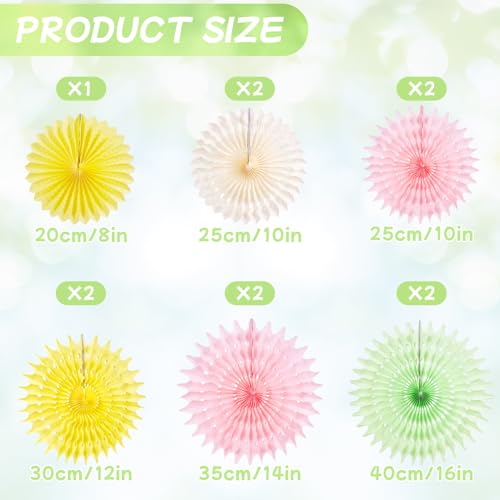 Image of Paper Jazz 11pcs Pastel Paper Fans, Soft Colorful Party Decorations for Spring, Fairy, Tea Party, Birthday Hanging Paper Flowers for Wedding, Baby Shower, Garden Decor