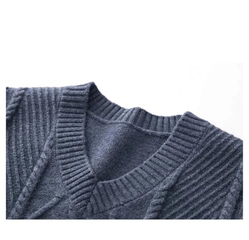 Men's Knitted Sweater Vest V-Neck Cable Knit Sleeveless Solid Color Business Outwear Tops4