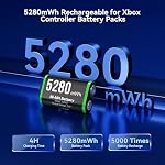 NEWDERY Chargeur Station pour Contrôleur Xbox, 5280mWh Charge de batterie Dock. Pour les contrôleurs Xbox One/Series X.S., 5280mWh Packs de batteries rechargeables & Chargement rapide, LED Indicateur, blanc