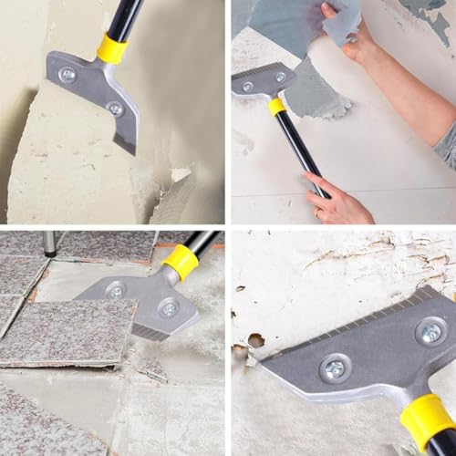 Image of HASTHIP Blade Scraper Floor and Wall Scraper 23.6 Inches Long Handle Cleaning Scraper with 10Pcs Replacement Razor Blades Heavy Duty Aluminum Alloy Cleaning Scraper for Wall, Glass, Tiles