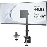 WALI Heavy Duty Single Monitor Arm Desk Mount for 13-49 Inch Screens, Ultrawide Monitor Stand with Full Motion Tilt, Swivel, Rotation, Holds up to 44 lbs, C-Clamp Mount for VESA 75/100mm,(M001S)