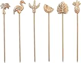 Folkulture Cocktail Picks or Martini Sticks for Christmas Gifts for Men, Reusable Toothpicks for Drinks or Bloody Mary Skewers, Garnish Sticks for Appetizers, Boho Gifts, Set of 6, Rosegold