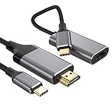 USB C auf HDMI Kabel + USB C zu HDMI Adapter 4K 60Hz [Geflochten, Aluminiumlegierung]Typ C zu HDMI Thunderbolt 3/4 kompatibel mit MacBook Pro,MacBook Air,iPad Pro,Surface Book,Dell，Samsung Galaxy usw