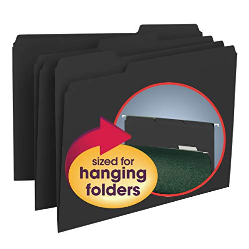 Smead Interior File Folder, 1/3-Cut Tab, Letter Size, Black, 100 Per Box (10243) #TOP1