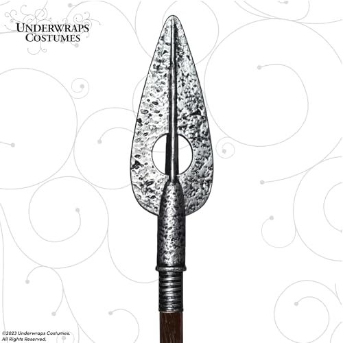 UNDERWRAPS Faux Silver Spear - Halloween Prop Weapon, Silver and Brown Spear, Adult Halloween Accessories, Fake Spear for Halloween, Cosplay Spear (One Size)