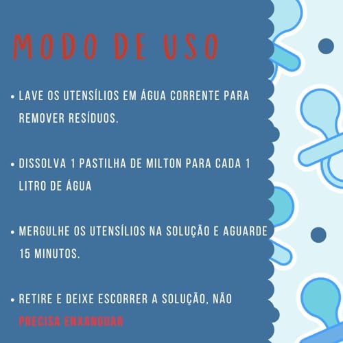 Milton Esterilizador de chuquinha Mamadeira 20 Pastilhas