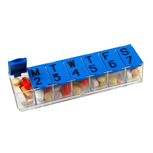 Home Care Pill Box Organizer Color Blue- Made in the Usa