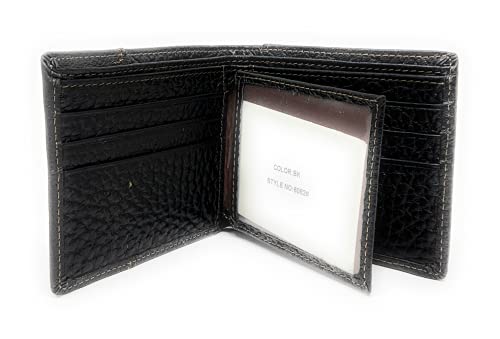 Western Genuine Tooled Leather Cowhide Cow Fur Mens Bifold Short Wallet in Multi Emblem (Black Rooster)4