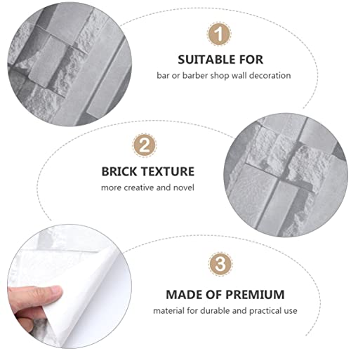 Lifkome 3D Wall Panel Antique Self-Adhesive Wall Sticky Paper Brick Texture Wall Paper For Home Bar Barber Shop (Nonwovens, Light Grey) Vintage Stickers #TOP6