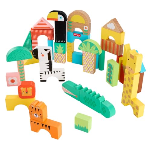 Fisher-Price Wood Jungle Blocks Set Toddler Toy - image 4