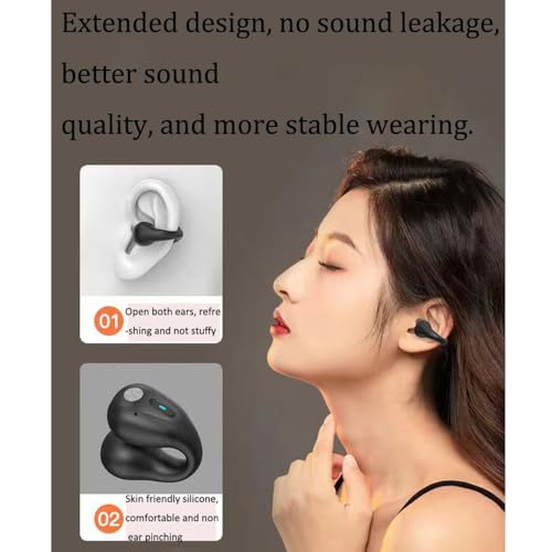 REVGOZU Wireless Bone Conduction Headphones, Open-Ear Design, Bluetooth 5.0, Sports Headset (Black) — view 4
