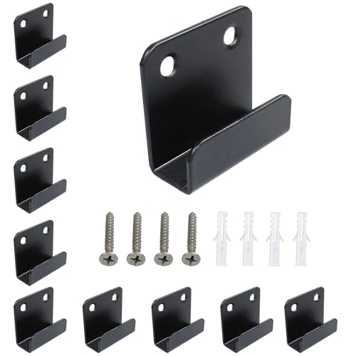 Image of 12 Pcs Stainless Steel Tile Display Hanger, Heavy Duty Wall Mounted Bracket Hooks for Ceramic Tiles, Mirrors, Picture Frames, Black, 0.39 inch Inner Width