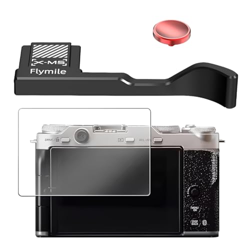 PQUELM PoignéE Pour Pouce Avec Cache Pour Griffe Flash, Avec Film Trempé, Accessoire Fujifilm Xm5 (Noir)