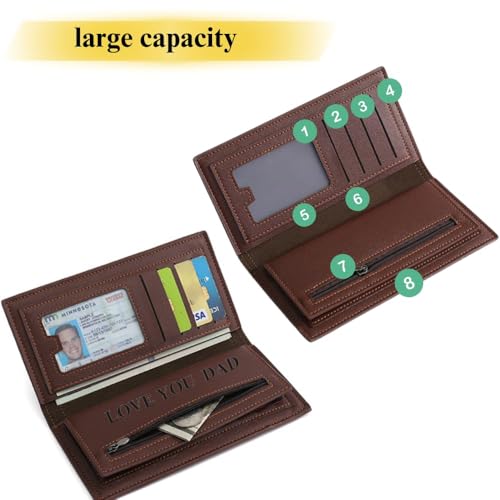 Personalized Trifold Long Leather Wallet for Men - Custom Engraved Name, Photo, or Logo, Large Capacity, RFID Blocking, Gift for Dad, Son, Boyfriend, Perfect for Work, School (black)4