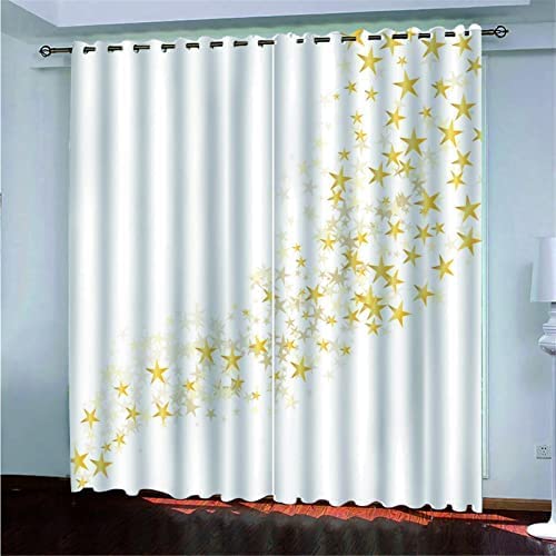 Vorhang Polyester Verdunkelungsvorhänge Kinderzimmer Schlafzimmer Goldener Einfacher Stern Vorhang Blickdicht Ösen Thermovorhang Gardinen Vorhangschal Vorhang Mit Ösen Größe: 2 X 140(B) X160(H) cm