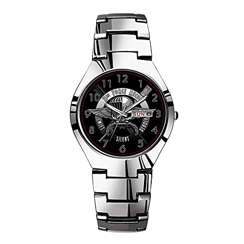 Preisvergleich Produktbild Herrenuhren, silberfarbenes Stahlband, wasserdicht, japanische Quarzuhr, Weihnachten, Business-Uhr, Force Recon Swift, stille tödliche Armbanduhr