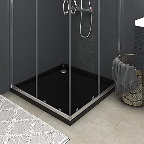 Red Cup Living vidaXL Square ABS Shower Base Tray Black 80x80 cm Cover