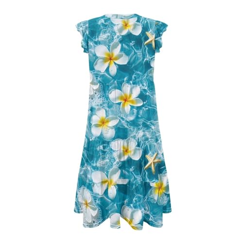 Image of Women's Casual Ruffle Sleeve Dress V Neck Pullover Dress Flowy A-Line Pleated Lightweight Dress with Pockets