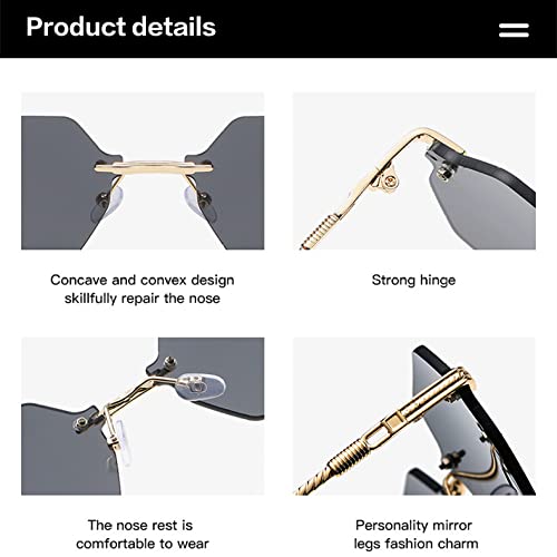 Lunettes de soleil octogonales femmes hommes polygone hippie métal rétro sans monture - 5