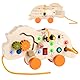 Gleamkid Montessori Busy Board, Montessori Dinosaurier Holzspielzeug, Sensorisches Holzspielzeug mit Lichtern & 4 beweglichen Rädern, Lernspielzeug Geschenke für ab 1 2 3 4 Jahre