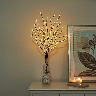 Vanthylit Decorative Twig Lights for Vase Mains Powered Lighted Branches with 90 Warm White LEDs Twig Christmas Lights Decoration Assessories for Home Living Room Decor (84cm)