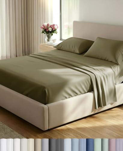 Image of California Design Den 100% Cotton Sateen Split King Sheets Set, 5 Pcs | 500 Thread Count with Good Housekeeping Seal, Split King Sheets Sets for Adjustable Bed with 2 Separate Twin-XL Mattresses