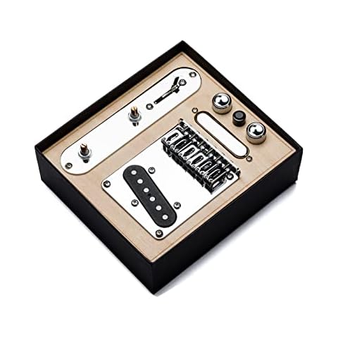 LAMSAM TL Style Guitar Pickups Controls and Fixed Bridge Combo, Loaded Alnico V Single Coil P'ups, Standard Series Block Saddles Bridge Plate, Pre-wired 3-way Blade Switch Control Line, Chrome Cover