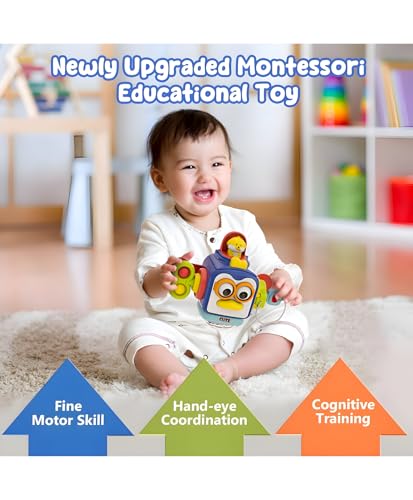 Image of Interactive Busy Cube Toy with 6 Learning Activities | Sensory & Fidget Play Toy for Babies and Toddlers | Compact Travel Activity Cube (Pack of 1)
