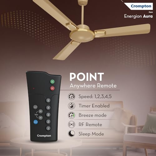 Image of Crompton Premion Aura2 BLDC 1200mm Designer Ceiling Fan | Remote Control | BEE 4 Star Rated | Energy Efficient | Superior Air Delivery | Low Noise | 4 Year Brand Warranty | Birken Effect Gold