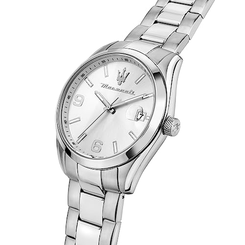 Maserati Stainless Steel Classic Date Analog Dial Color Silver Men's Analogue Watch - R8853151014, Band Color:Silver - Image 4
